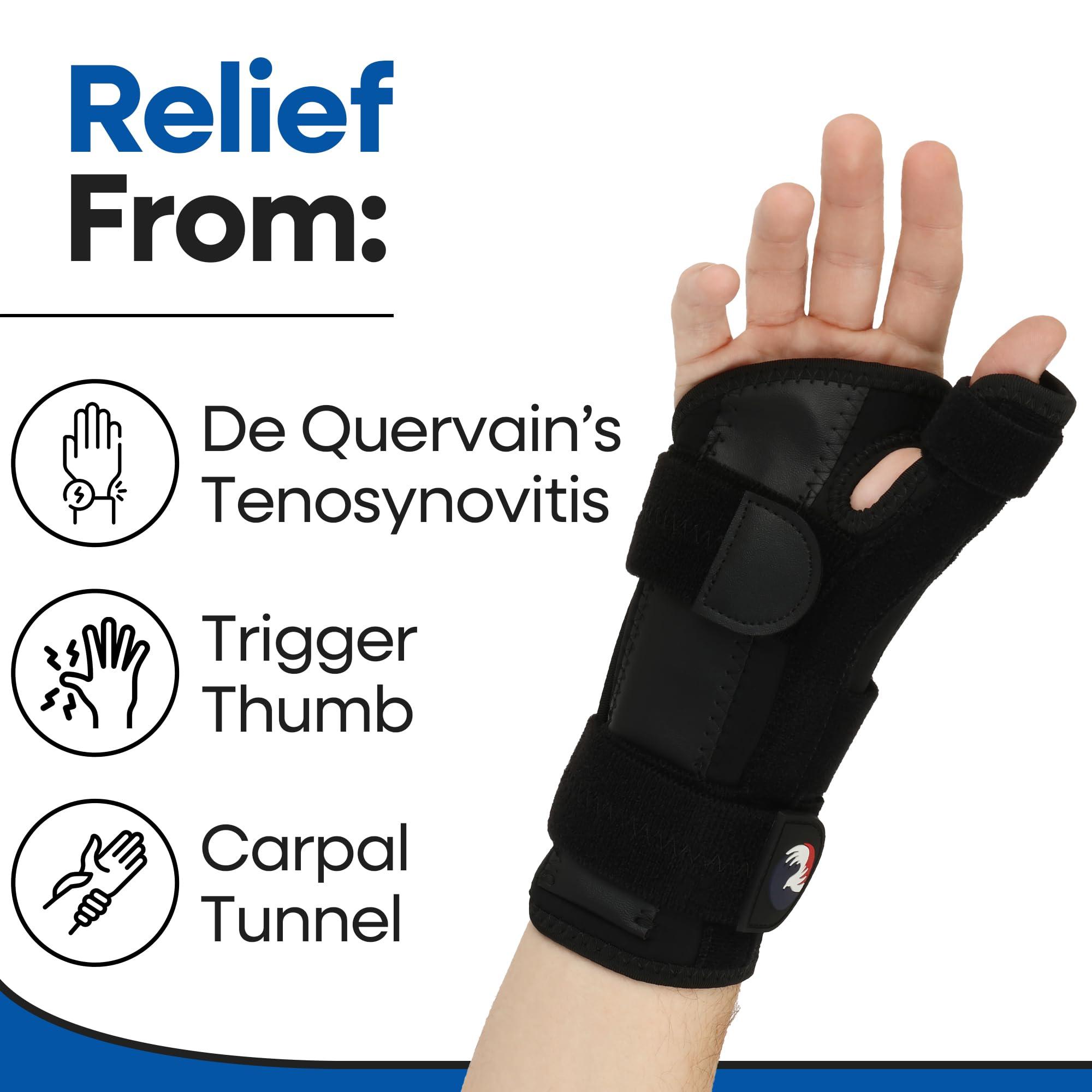 ARMSTRONG AMERIKA Thumb Splint & Wrist Brace | Carpal Tunnel Wrist Splint with Thumb Spica Splint | Thumb Stabilizer & Wrist Support For Tendonitis Pain, Arthritis, CMC Trigger Thumb (SM/MED, LEFT HAND)