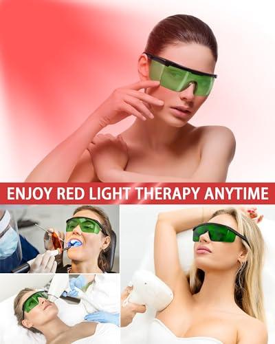 LIGHTMEUP Red Light Therapy Glasses Eye Protection Transparent Maintain Visibility Infrared Eye Protection Goggles Full Wrap-Around Design Adjustable Leg Suitable For Use With Infrared Red Light Therapy Devices