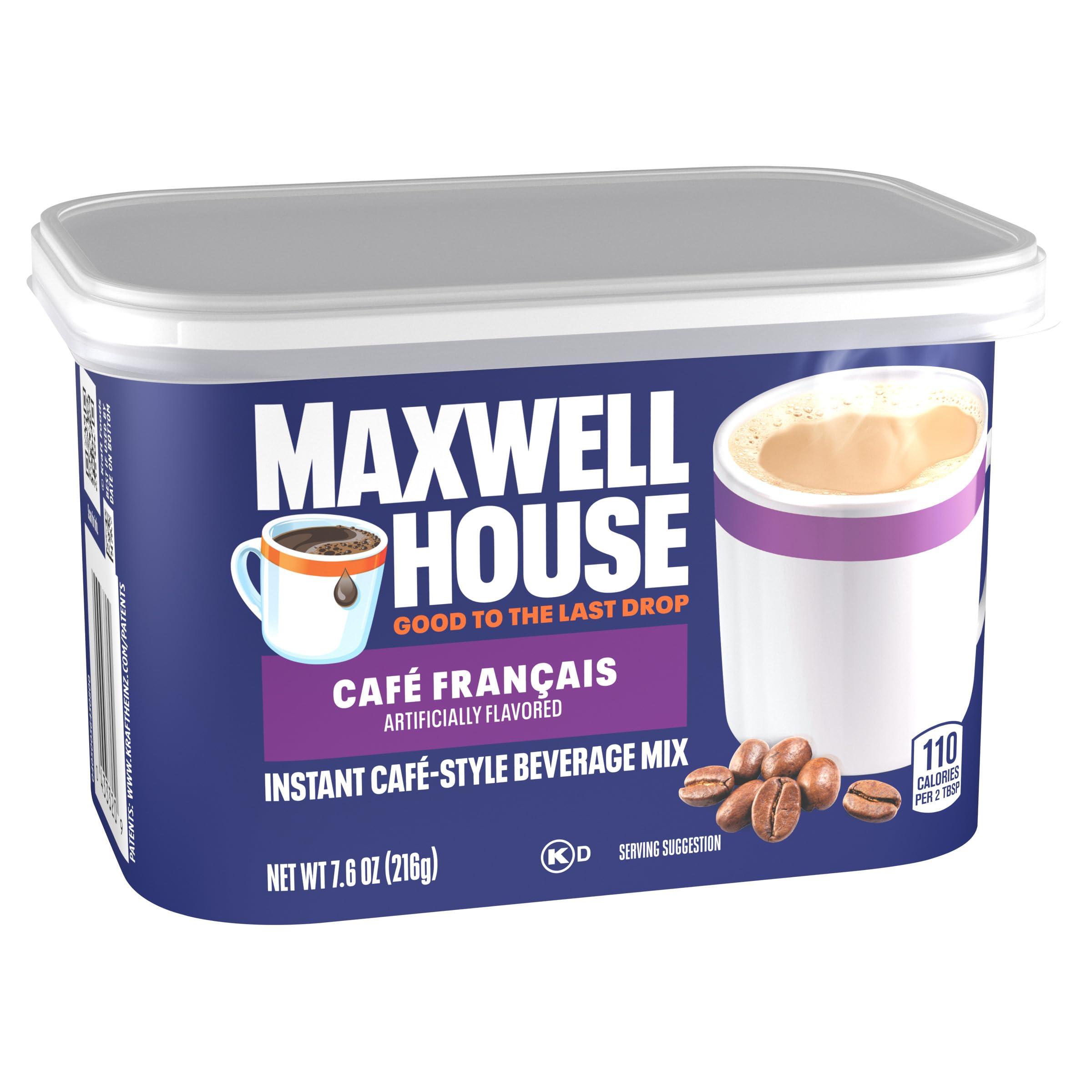 MAXWELL HOUSE Maxwell House International Cafe Flavored Instant Coffee, Cafe Francais, 7.6 Ounce Canister