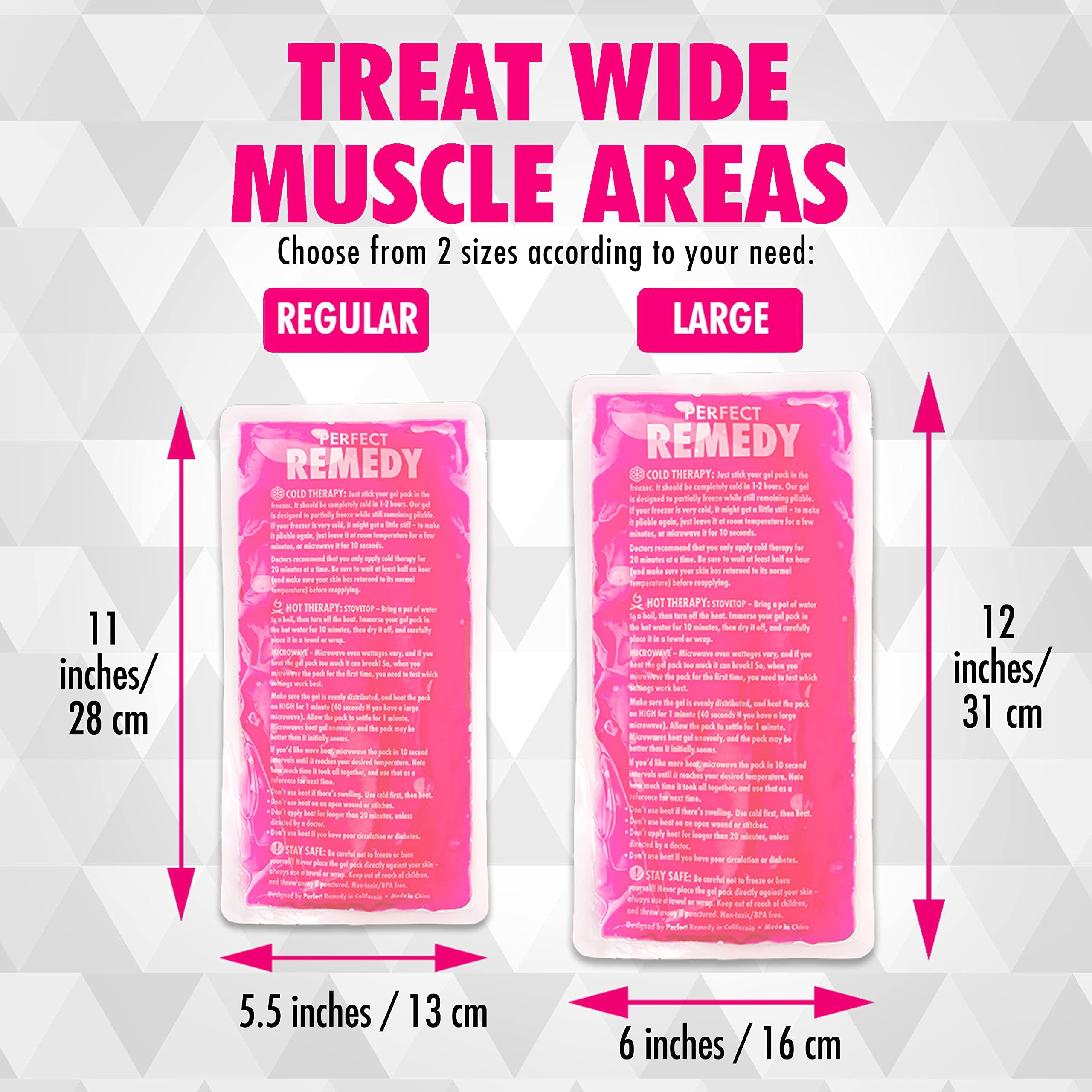 Perfect Remedy 2 Pack Reusable Ice Packs for Injuries Gel, Soothing Flexible Ice Packs for Injuries, Reusable Hot and Cold Pack for Pain Relief, Hot Water Bottles Alternative, Ice Packs Gel (Pink, Large)