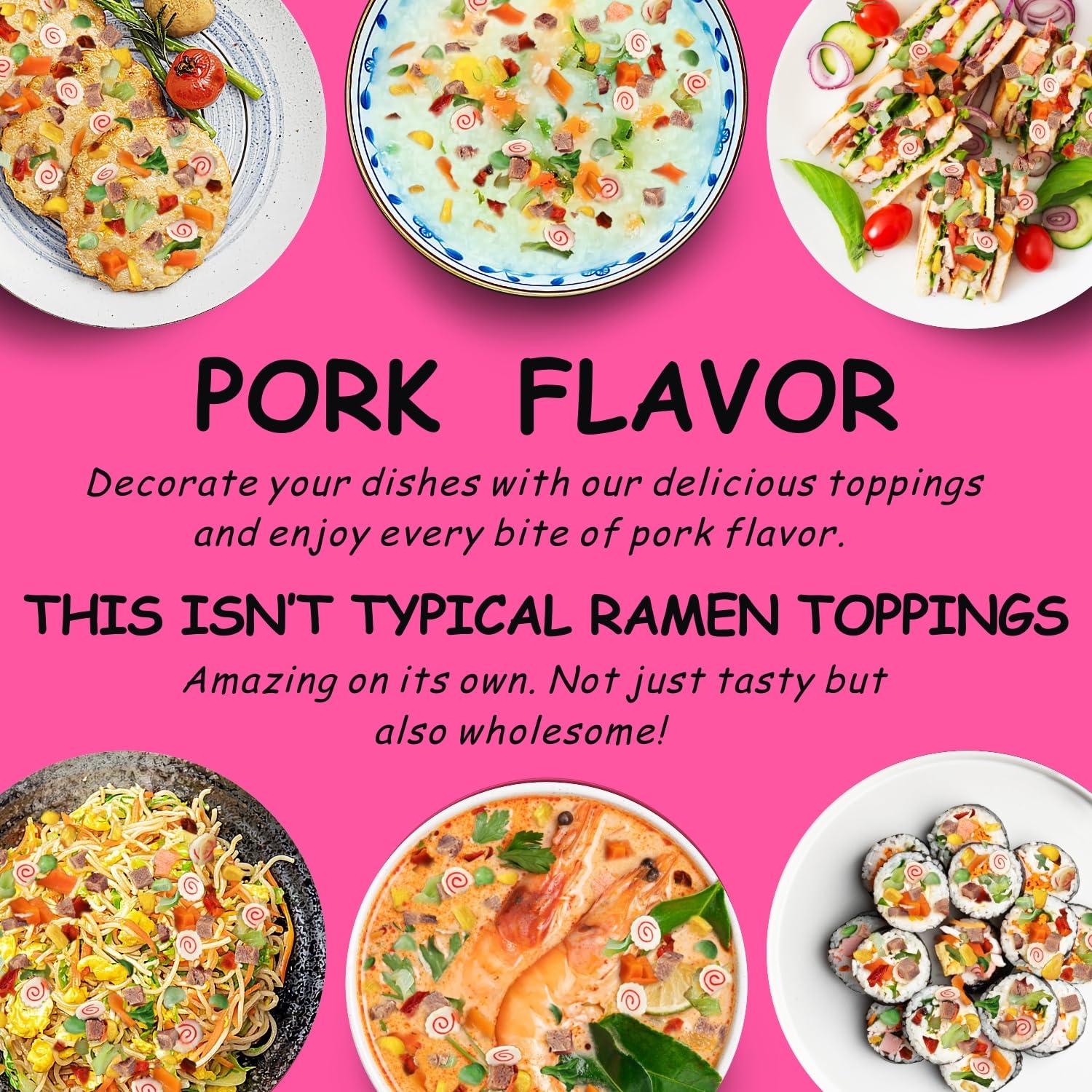 Yimi Yimi Dried Ramen Toppings, 8 Different Toppings - Dehydrated Vegetables | Freeze Dried Fish Cake | Cabbage | Spring Onion, Ramen Toppers Add Flavor To Instant Noodles, Chashu Flavor, Ideal Gift for St. Patrick's Day