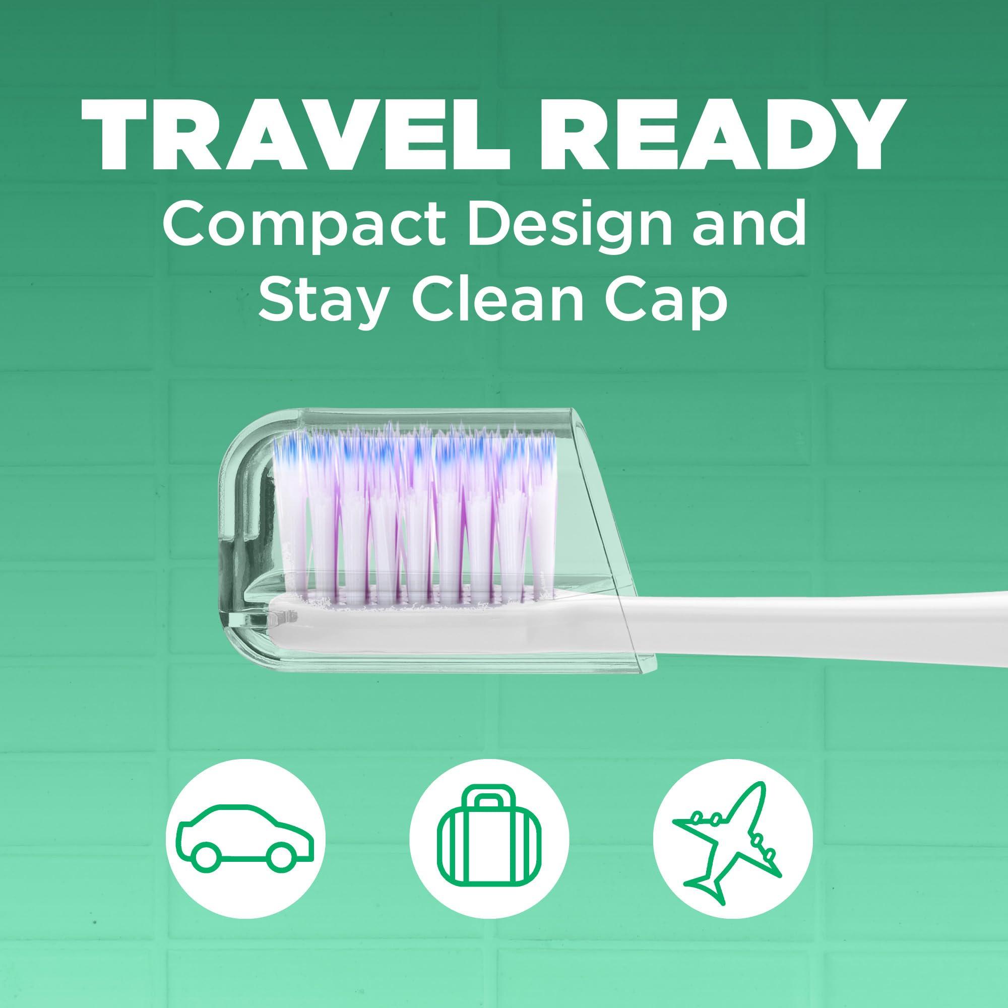 GUM GUM Sonic Powered Toothbrush, Tapered Bristles Clean Below The Gumline, Bundle, White, 1 Handle(1ct) + 2 Refills(2ct. 1pk)