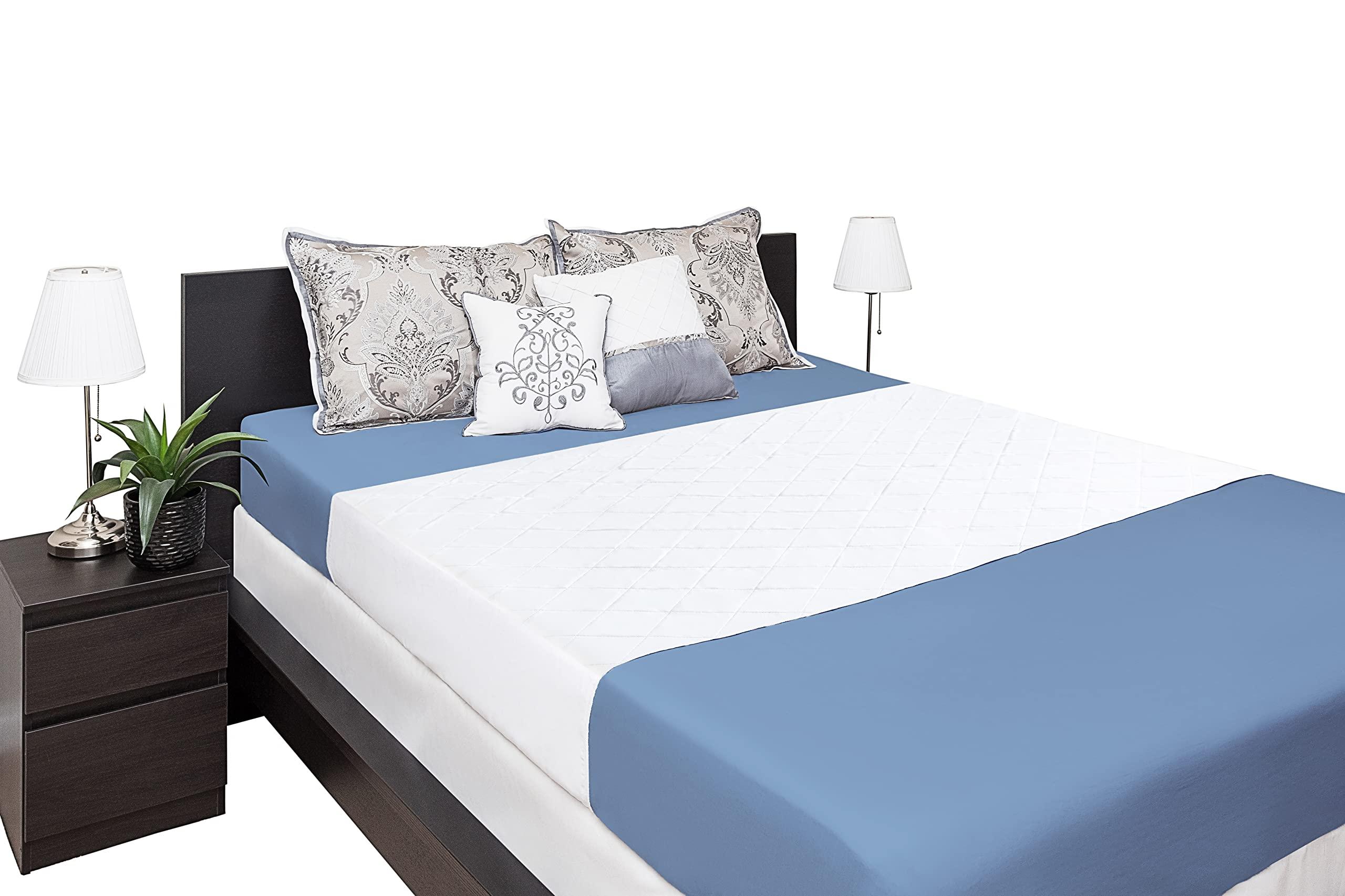 Idyll Nights Washable Incontinence Bed Pad - Waterproof with Tuck-in-Sides Leakage & Sweat Mattress Protector - Reusable Full/Queen 36x60 inch Bed Pad for Kids Adults and Pets