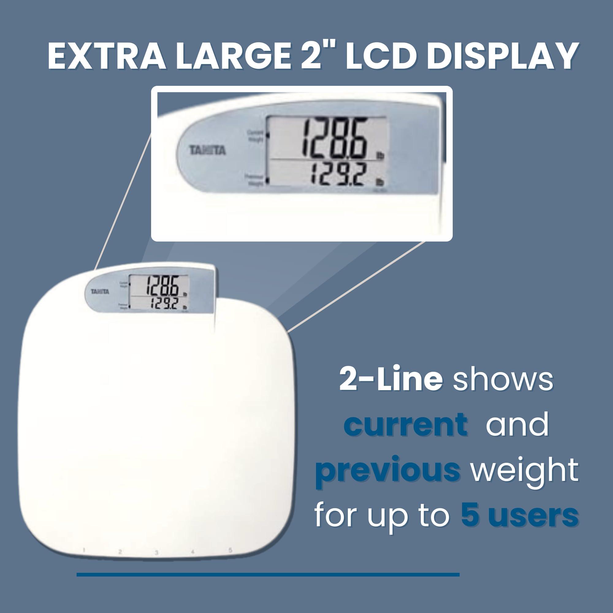 TANITA Tanita HD-351 Japan Technology Digital Bathroom Weight Scale- 440 lbs Capacity - Accurate & Precise with 5 Multi-User Convenience, Previous & Current Weight Memory - 2\" Easy to Read Large Display