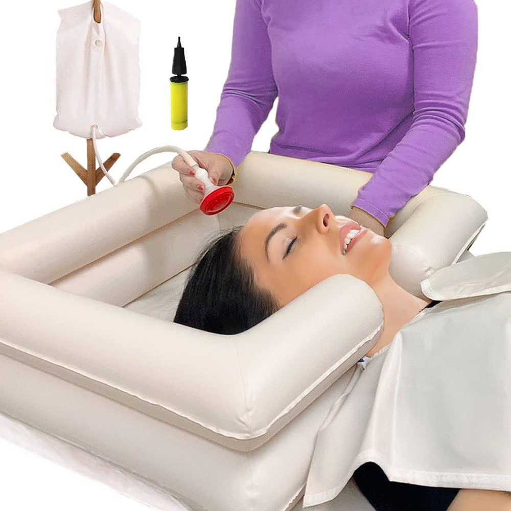 GBH-MED GBH-MED Bedside Inflatable Shampoo Basin Set - Bedridden Hair Washing Bowl System, Hair Shower Bed Bath Supplies for Patient, Disabled, Elderly (Set of 5)