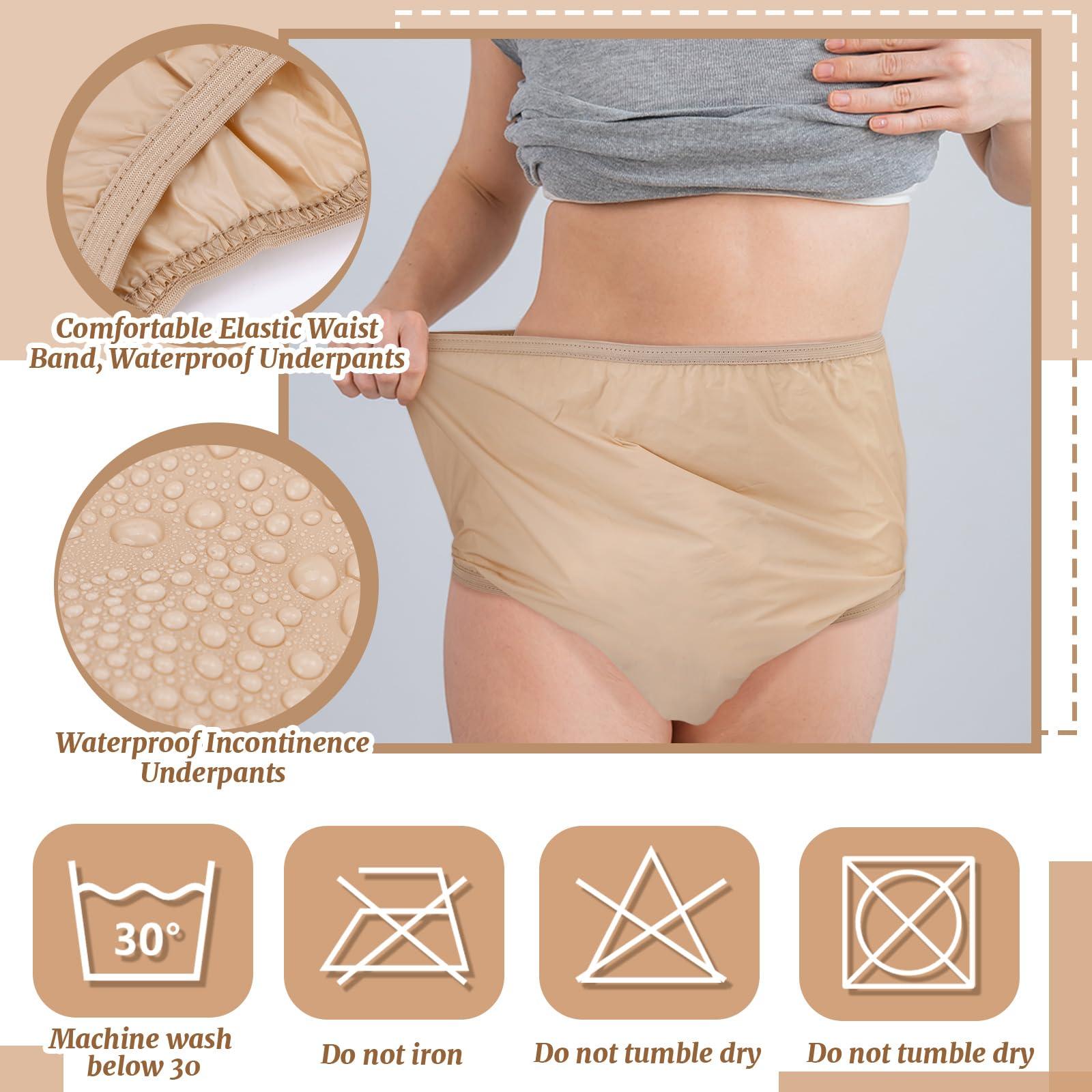 Vinsatin 10 Pcs Adult Plastic Diaper Cover Pull-On Cover Plastic Pants Reusable Incontinence Waterproof Plastic Pants(Beige, X-Large)