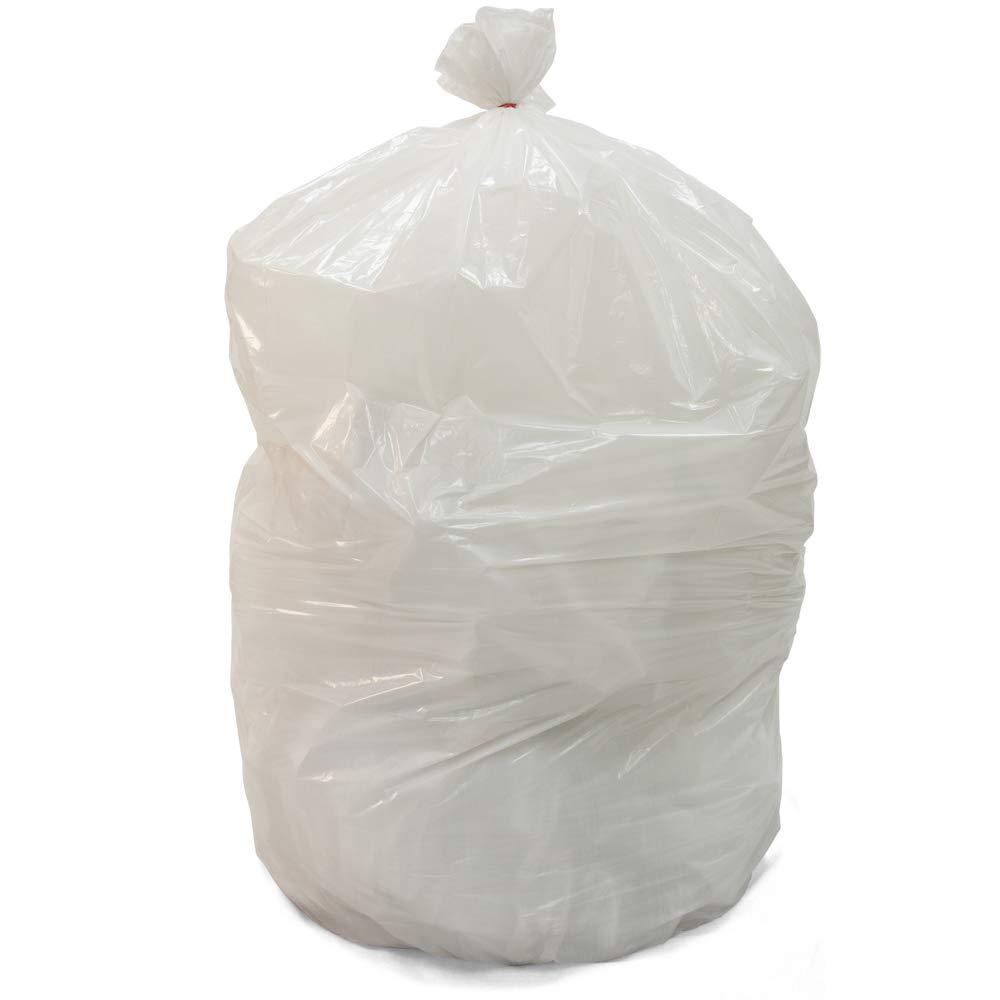 Interplas 60 Gallon White Heavy Duty Trash Bags - 0.9 Mil - 100/CS