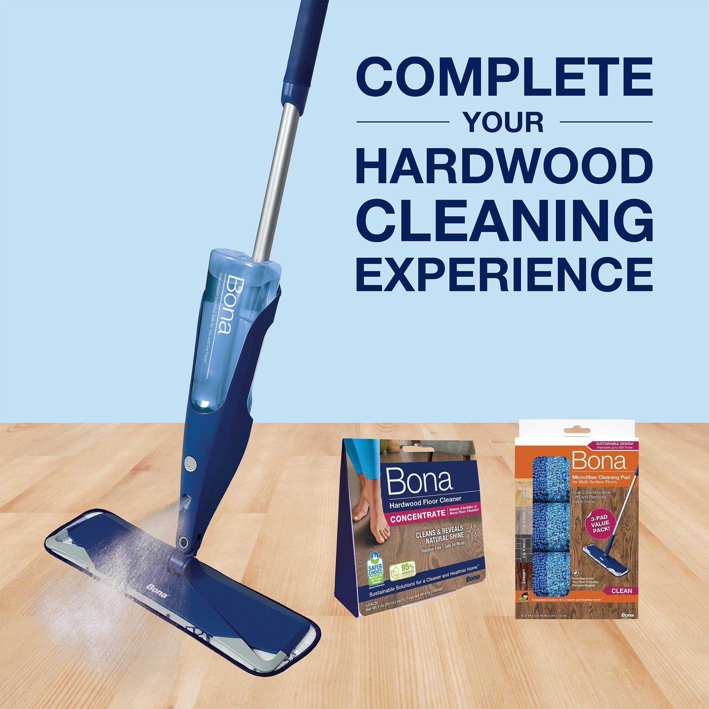 Bona Bona Hardwood Floor Premium Spray Mop - Includes Wood Floor Cleaning Concentrate and Machine Washable Microfiber Cleaning Pad - Dual Zone Cleaning Design for Faster Cleanup