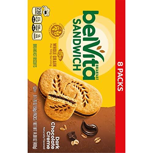 Belvita belVita Breakfast Sandwich Dark Chocolate Creme Breakfast Biscuits, 8 Packs (2 Sandwiches Per Pack)