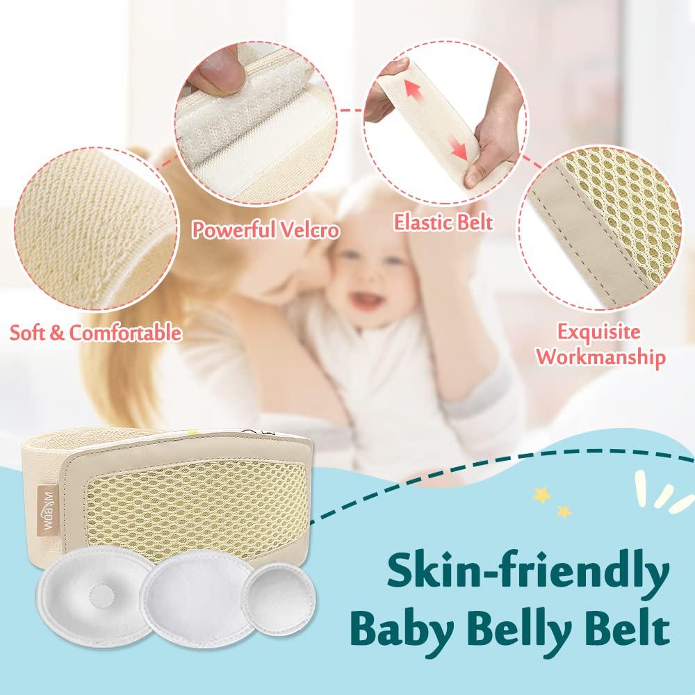 Mybow Mybow Umbilical Hernia Belt Baby, Infant Belly Button Band, Umbilical Cord Cover for Newborn Abdominal Binder, Hernia Support Truss, Belly Button Shaper, Adjustable Navel Band with 3 Compression Pad
