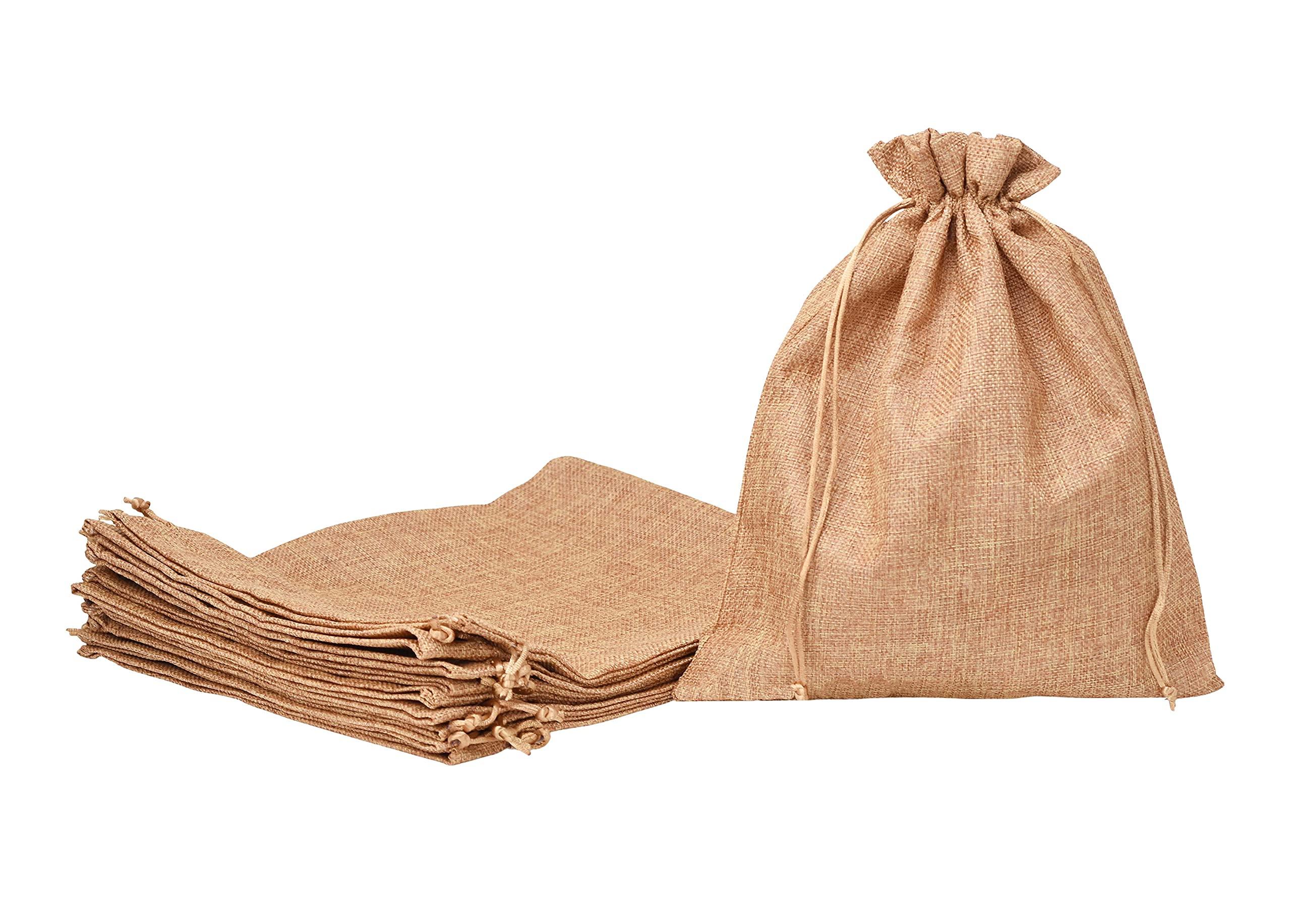 Mandala Crafts Mandala Crafts Burlap Bags with Drawstring - Small Drawstring Pouch Set - 10X12 Inches Bulk Rustic Linen Burlap Drawstring Bags for Burlap Gift Bags Wedding Party Coffee Candy Favor Bags 10 PCs