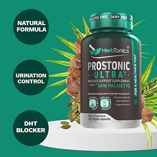 Herbtonics Foli-Tonic DHT Blocker & Hair Loss Supplement | Hair Thinning Treatment & Promotes Healthy Thicker Hair Growth - Prostate Support Supplement for Men\'s Health - Saw Palmetto & Beta Sitosterol Formula