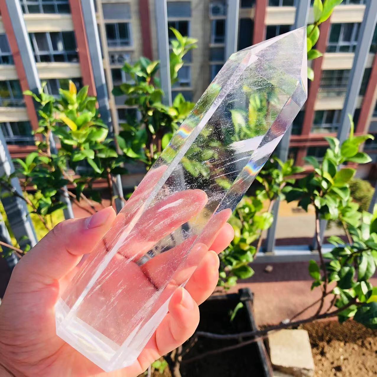 BEINUANCRYSTAL Big Size Clear Melting Stone Quartz Obelisk Crystal Wand Point Healing Fengshui for Home Decoration 1PC (1400g-1600g)