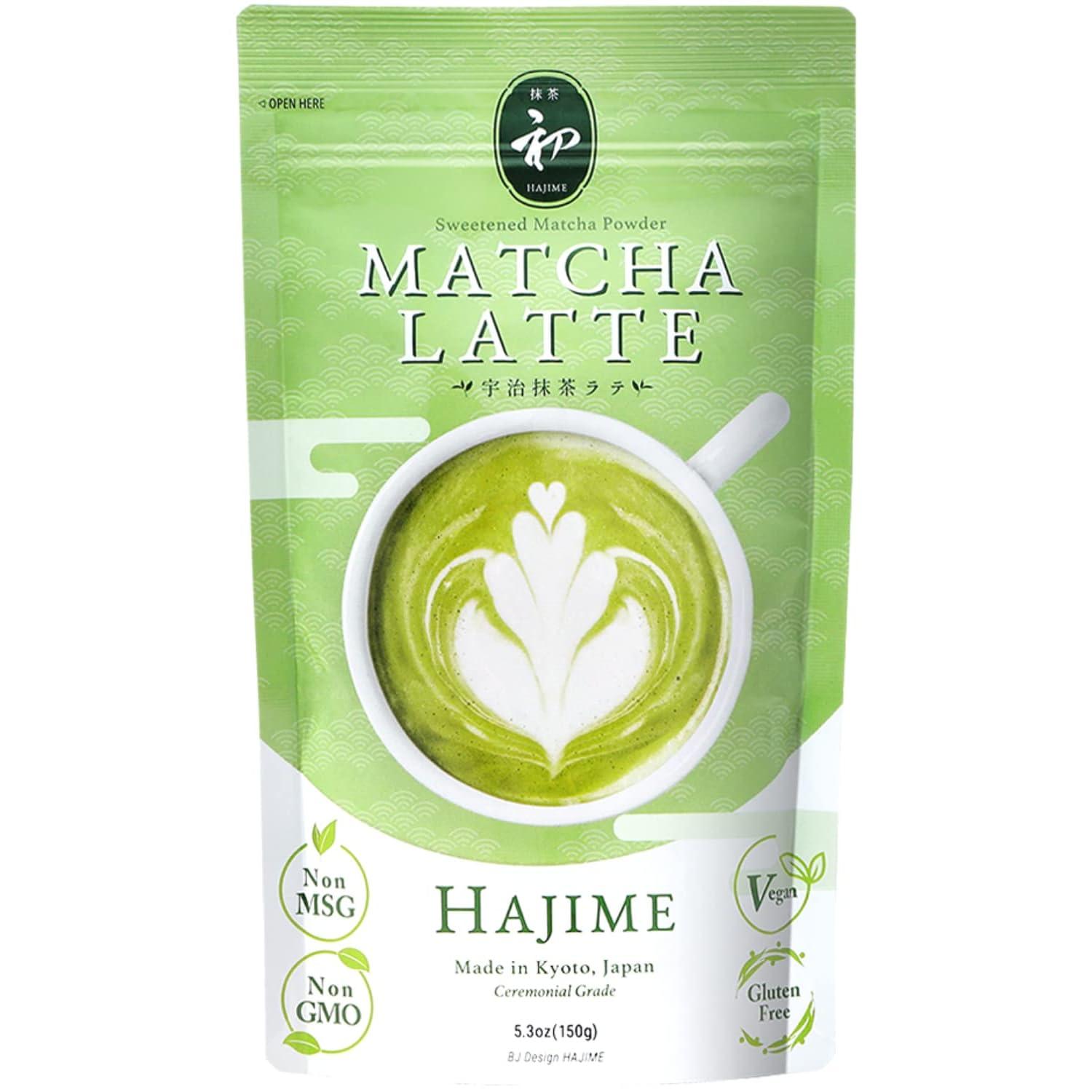BJDesign BJDesign Matcha Latte Powder “HAJIME” Sweetened Matcha Green Tea Powder - Authentic Japanese Origin - Non MSG, Non GMO, Vegan, Gluten Free (5.3 Ounce)