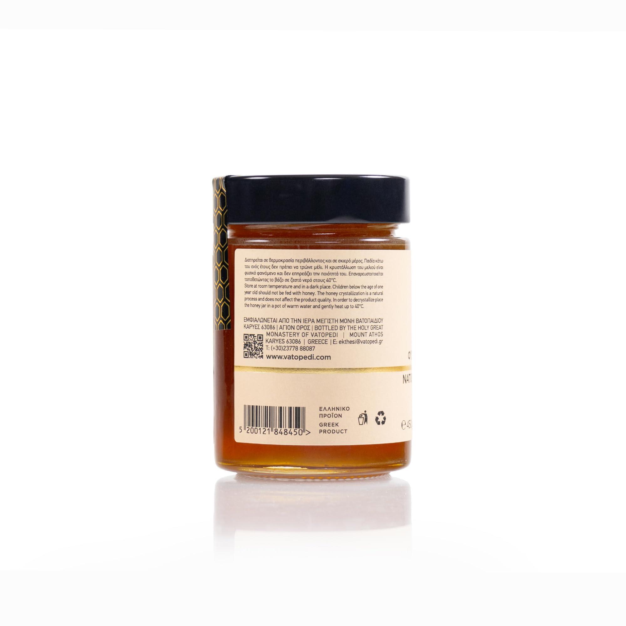 VATOPEDI MONASTERY MOUNT ATHOS Natural Monastic Wildflower Honey, 450g - Premium Blossom Honey from Mount Athos, Crafted with Ancient Monastic Traditions