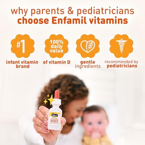 Enfamil Prenatals & Baby Vitamins Enfamil Baby Vitamin D-Vi-Sol Liquid Vitamin D Drops, Supports Strong Teeth & Bone Development, 50mL Bottle (Pack of 2)