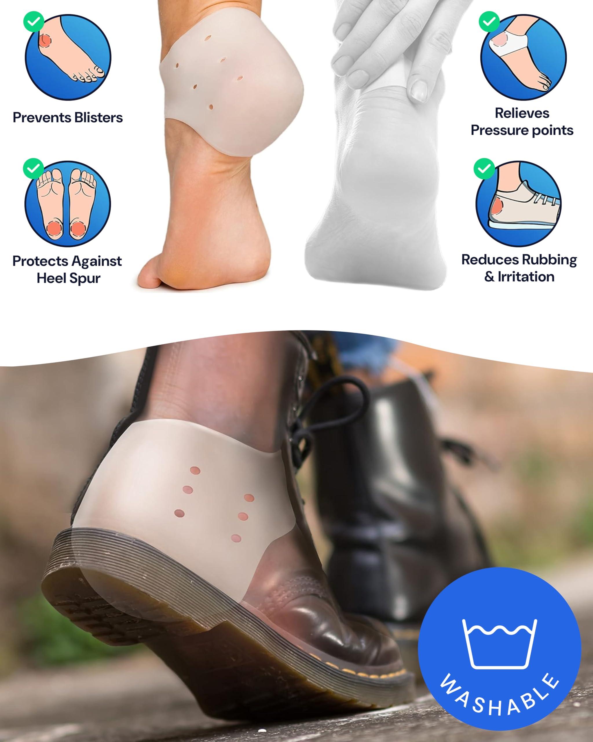 YOGAMEDIC YOGAMEDIC Silicone Heel Protectors for Shoes- 2 Pairs of Gel Heel Cups Ankle Protectors for Comfort, Plantar Fasciitis, Achilles Tendonitis and Heel Spur Pain- Blister Prevention- for Women & Men
