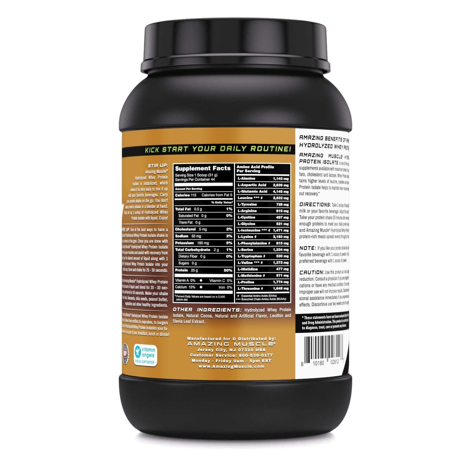 Amazing Nutrition Amazing Muscle Ultra Pure Hydrolyzed Whey Protein Isolate * Supports Lean Muscle Growth & Rapid Recovery (Chocolate)