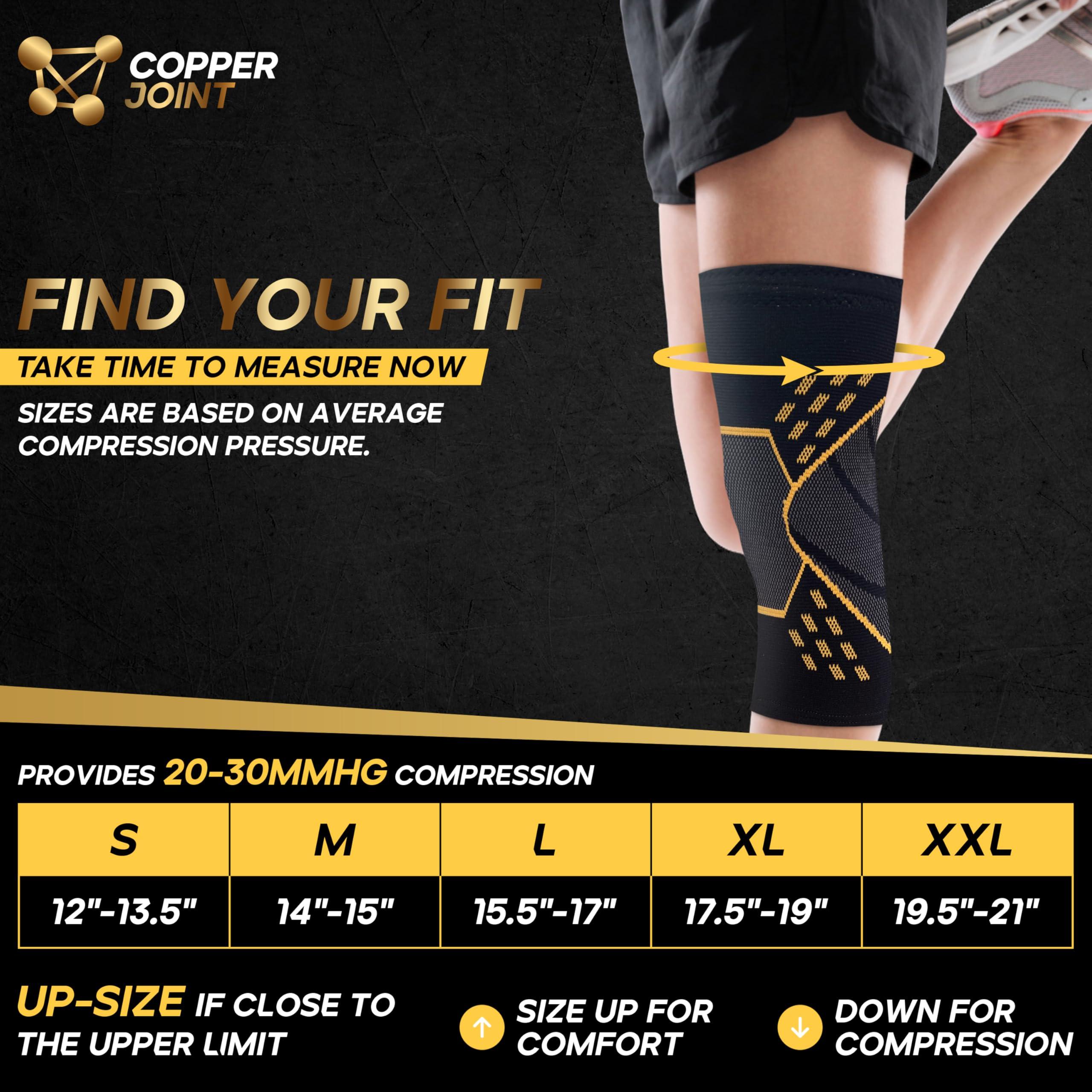 CopperJoint CopperJoint Knee Brace for Women & Men - Knee Compression Sleeve, Copper Knee Sleeve for Men, Knee Brace for Men, Knee Support for Men & Knee Braces, Runners Knee Brace & Knee Wrap, Knee Sleeves Large