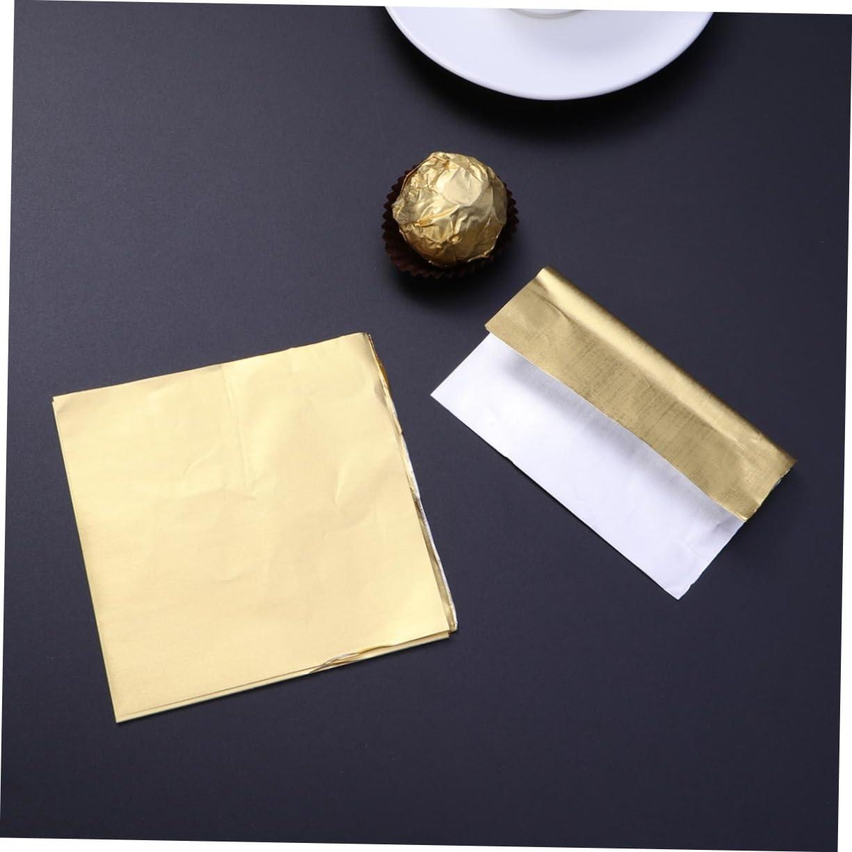 PartyKindom PartyKindom 600 Pcs 10 Truffle Cases Gold Sweets Sweet Wrappers Foil Coloured Foil for Chocolate for