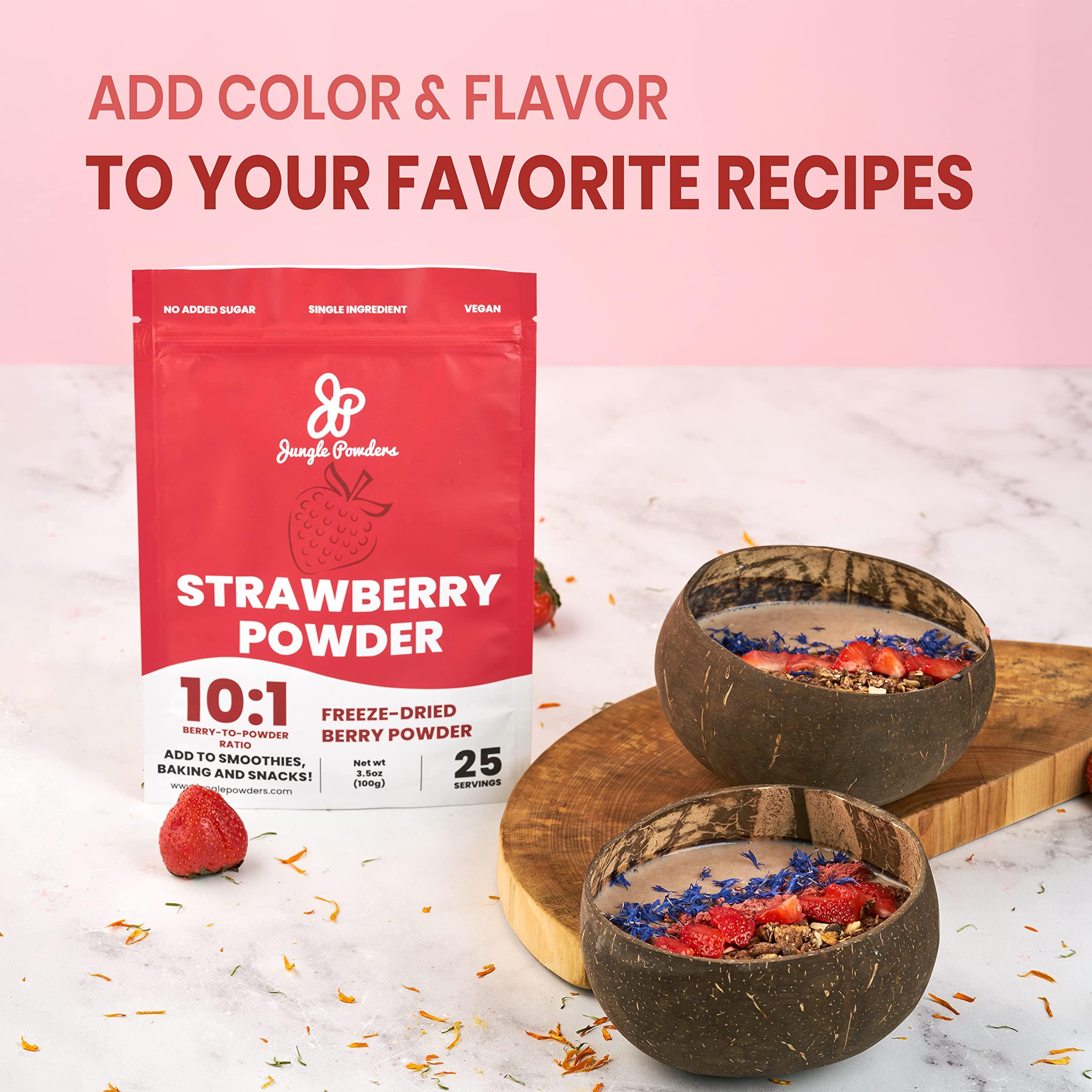 Jungle Powders Jungle Powder Berry Blast Bundle: 3.5oz Strawberry Powder & 7oz Raspberry Powder - Freeze Dried, Unsweetened, GMO-Free, Ideal for Baking, Smoothies, Flavoring, Additive-Free Fruit Extracts
