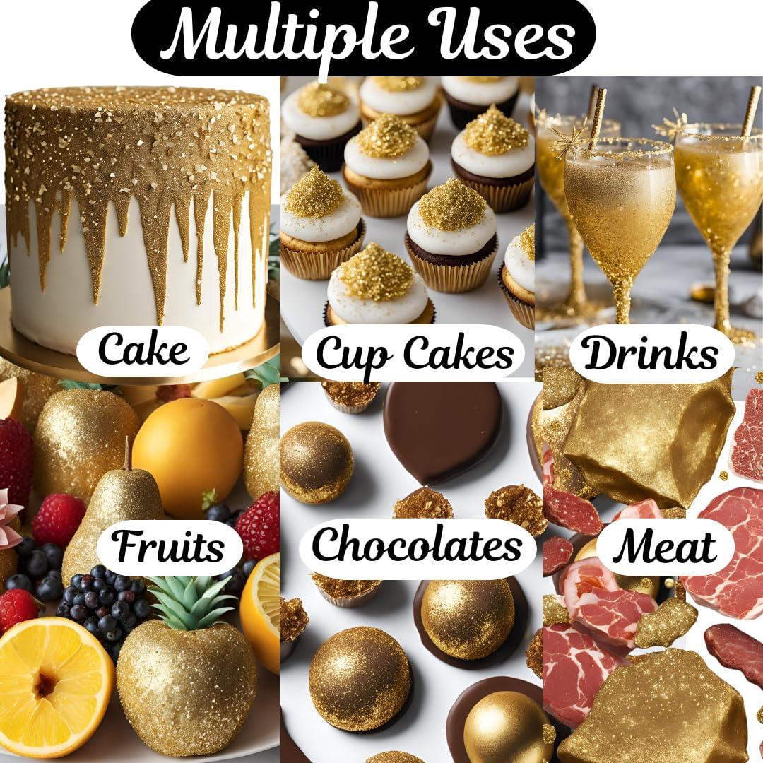 DAZZLE DUST (BULK10g) Silver Edible Glitter For Drinks, Silver Luster Dust Edible Glitter For Cakes, Silver Sprinkles For Cake Decorating, Edible Cake Decorations Drink Glitter 100% Food Safe, Vegan, Gluten Free