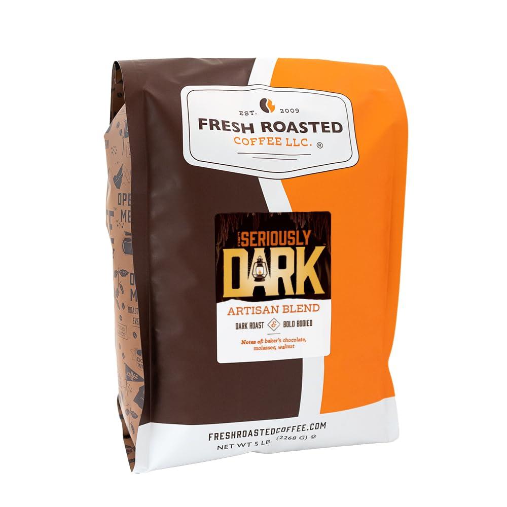 Fresh Roasted Coffee Fresh Roasted Coffee,Seriously Dark Artisan Blend,5lb Dark Roast, Kosher, Ground