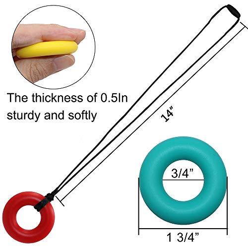 Atsky Sensory Chew Necklace for Kids and Adults, 5 Pack Silicone Chewy Toys, Oral Motor Aids Chew Pendant Chewable Toys for Boys and Girls with Autism, ADHD, Reduces Chewing Donut Multicolor