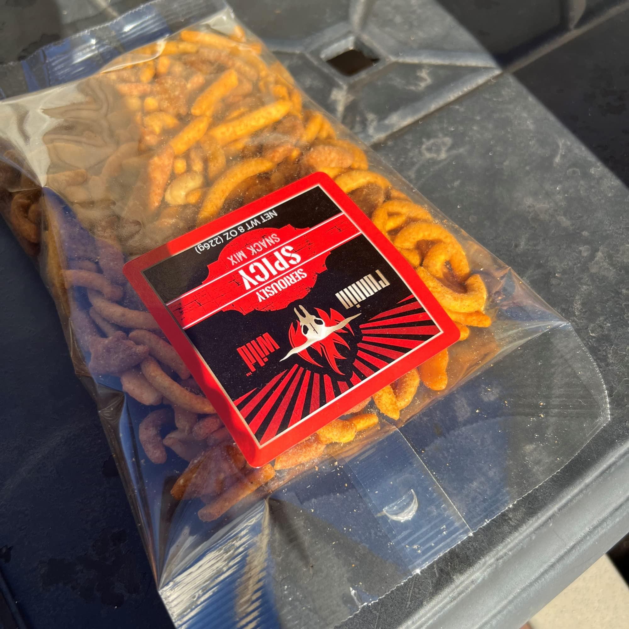 RunninWild Spicy Snack Mix | Party Mix including hot Cajun corn sticks, roasted peanuts, and cheddar cheese sesame sticks | Runnin' Wild Foods, 1.5 Pounds Total (Box of 3 bags, 8oz each)