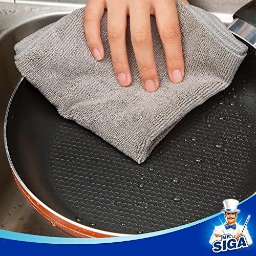MR.SIGA MR.SIGA Microfiber Cleaning Cloth, All-Purpose Microfiber Towels, Streak Free Cleaning Rags, Pack of 12, Grey, Size 32 x 32 cm(12.6 x 12.6 inch)