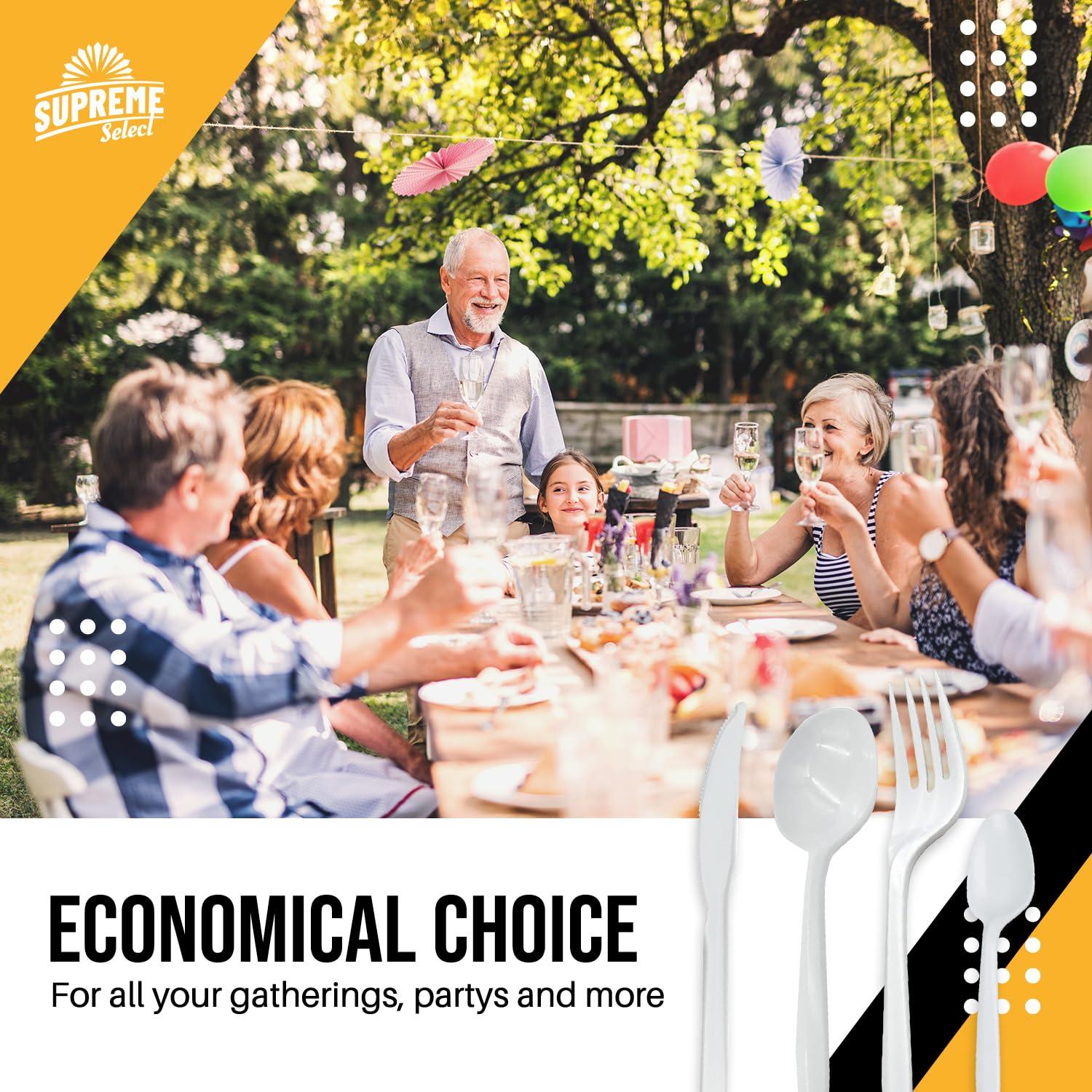 Supreme Select Supreme Select Disposable White Soup Spoon [400-Pack] Medium-Weight Disposable Plastic Cutlery - Durable and Reusable Bulk Utensils for Parties, Picnics, Takeout, Restaurant, School, Home & Office