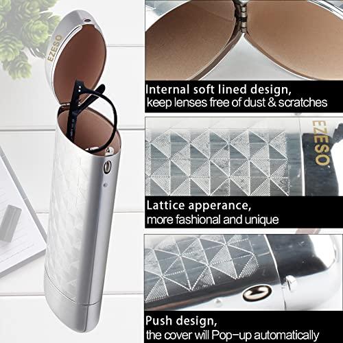 EZESO ESSENTIAL SKINCARE EZESO Glasses Case Spectacle Case Box Aluminum Lattice Nearsighted Eyeglass Case for Small Frame (2 pcs Lattice Silver)
