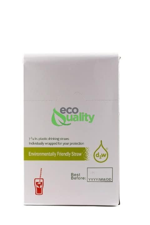 EcoQuality EcoQuality Oxo-Biodegradable Clear Disposable Drinking Straws 7.75 inch Compostable Jumbo Drinking Straw Individually Wrapped - Soda, Milkshake, Smoothie, Plastic Alternative, Eco-Friendly (24 BOXES)