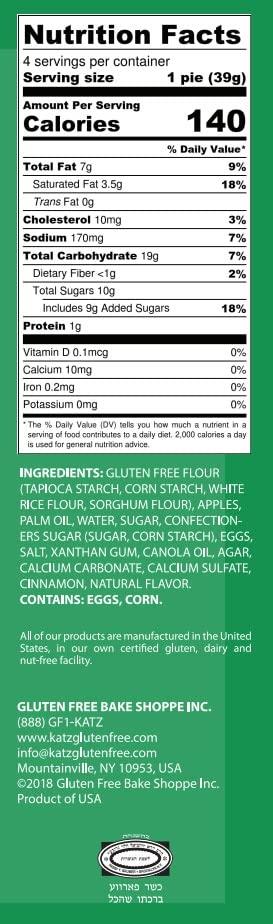 Katz Gluten Free Katz Gluten Free Apple Mini Pies | Dairy Free, Nut Free, Soy Free, Gluten Free | Kosher (1 Pack of 4 Mini Pies, 5.5 Ounce)