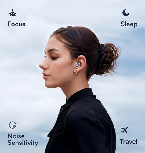 BET SLUMBUR Sleep Ear Plugs Noise Reduction - 32 dB Ear Plugs for Sleeping Noise Cancelling (NRR 19), Ear Plugs for Concerts, 4 Size Soft Ear Tips S/M/L/XL, 15s Ear Pressure Balance, Air Travel, Galloway Blue