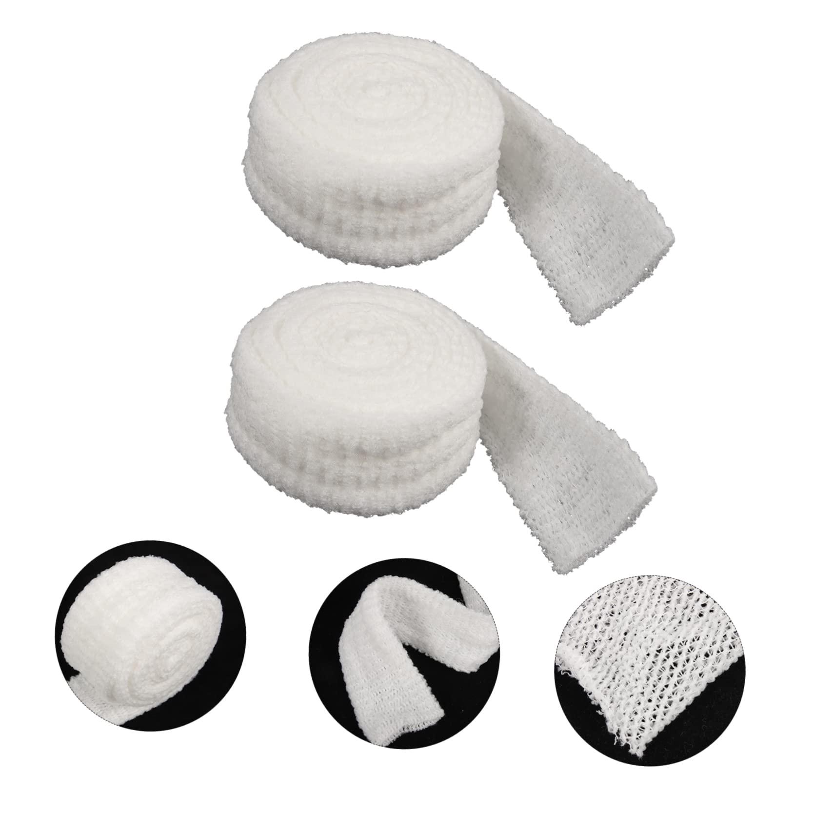 GLEAVI GLEAVI 2 Rolls Wrap Outdoor Tape Mesh Tape Athletic Tape Tubular Sports Tape Tape Sport Tape High Polyester Soft Protector White