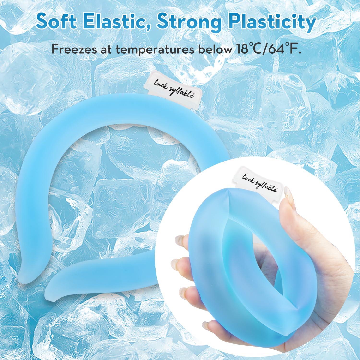 LUCK SYLLABLE Neck Cooling Tube with Cold Insulated Bag, Reusable Wearable Neck Cooler Ring, Cooling Neck Wraps for Summer Heat Outdoor Indoor (Blue*2)