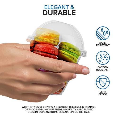 Stock Your Home 9 oz Clear Plastic Dessert Cups with Lids (Set of 50) Small Disposable Parfait Cup, Dome Lid - No Hole, 9-Ounce Party Fruit Containers, Banana Pudding Bowl, Jello, Ice Cream, Desserts Container
