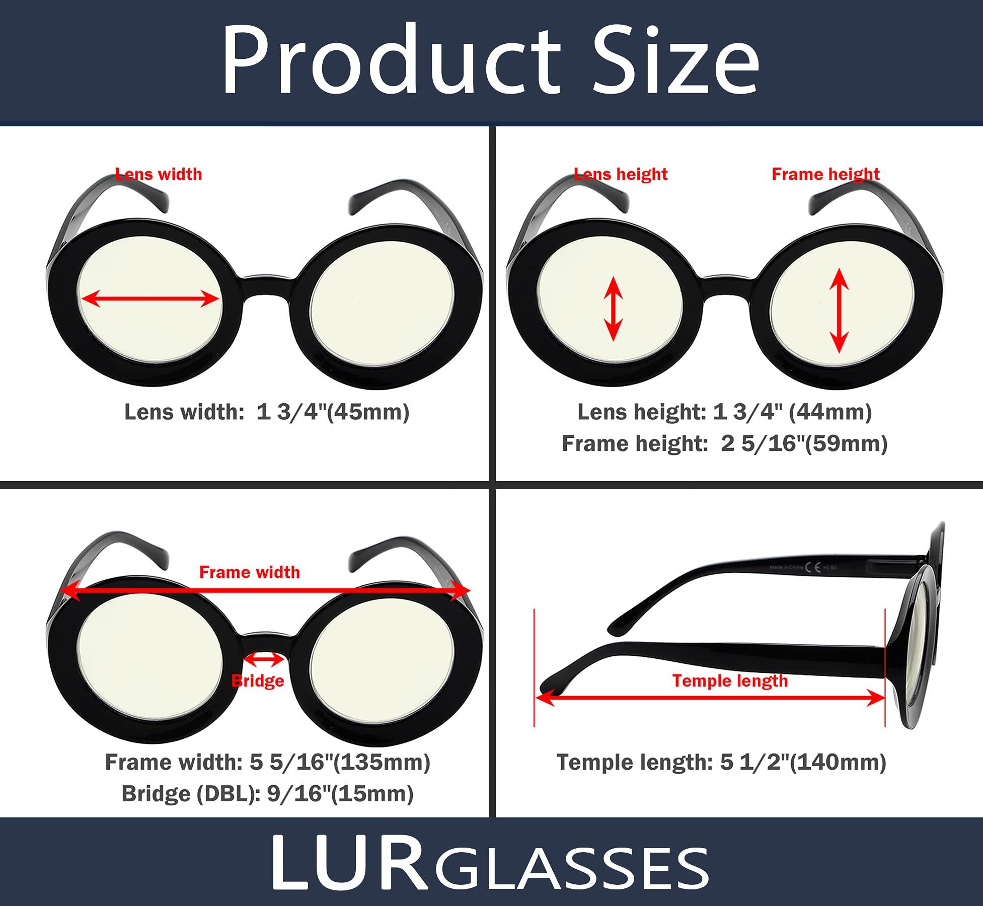 LUR LUR Blue Light Blocking Reading Glasses for Women - 4 Pack Round Computer Readers +1.00