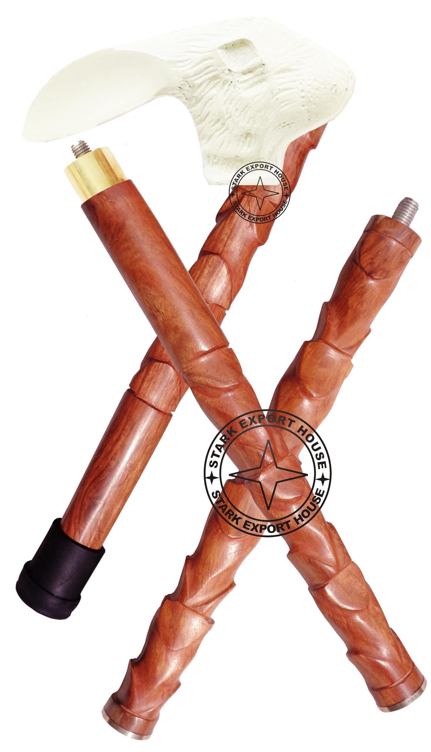 Stark Export House Nickel Brass Walking Cane Rosewood Designer Wooden Walking Stick with Brass Handle Gift for Men & Women 37 inch (SWER) (Brown 4)