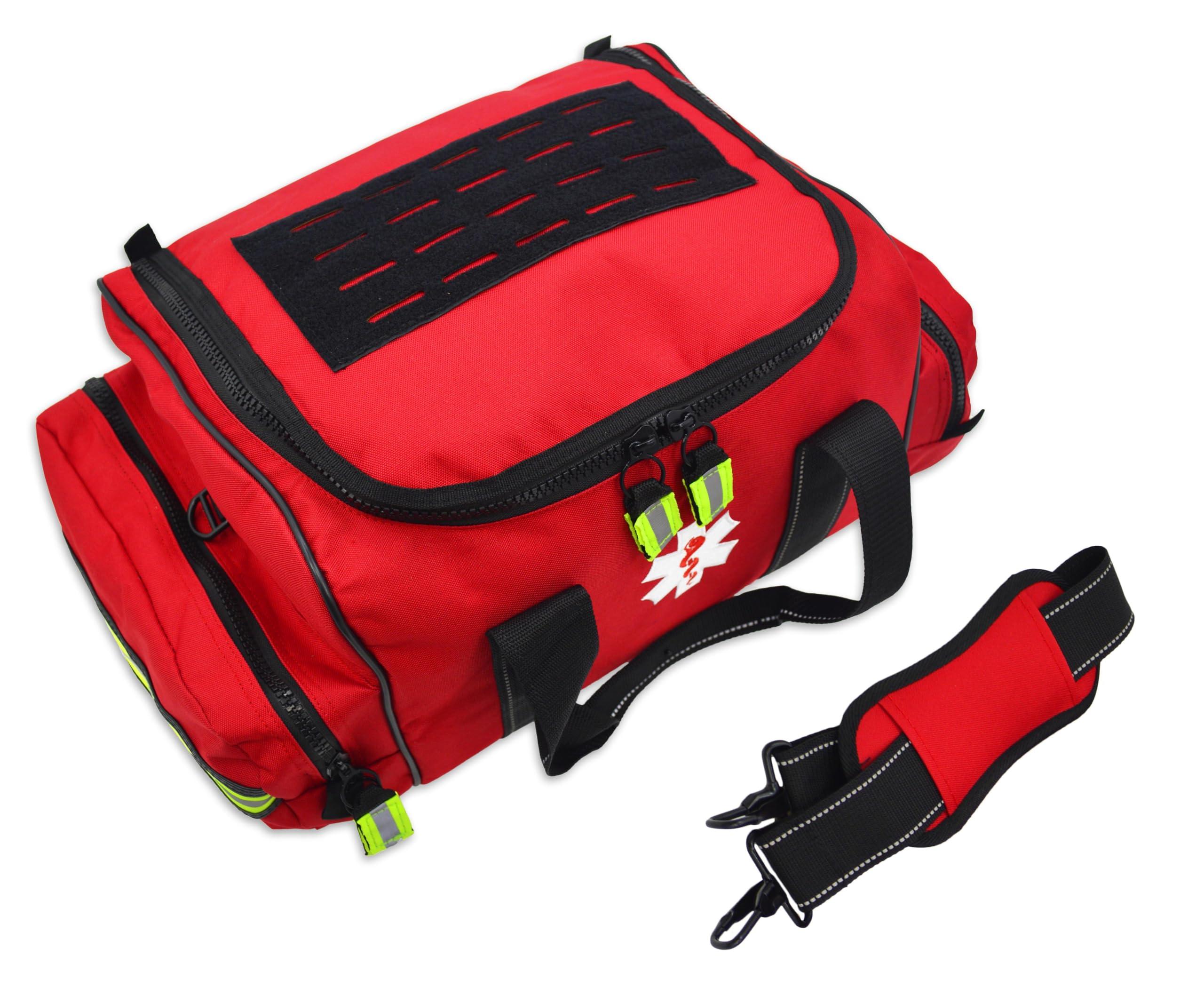 Lightning X Products Lightning X Pre-Stocked EMS/EMT Trauma Kit w/Large First Responder Bag & 256 First Aid Medical Supplies - RED