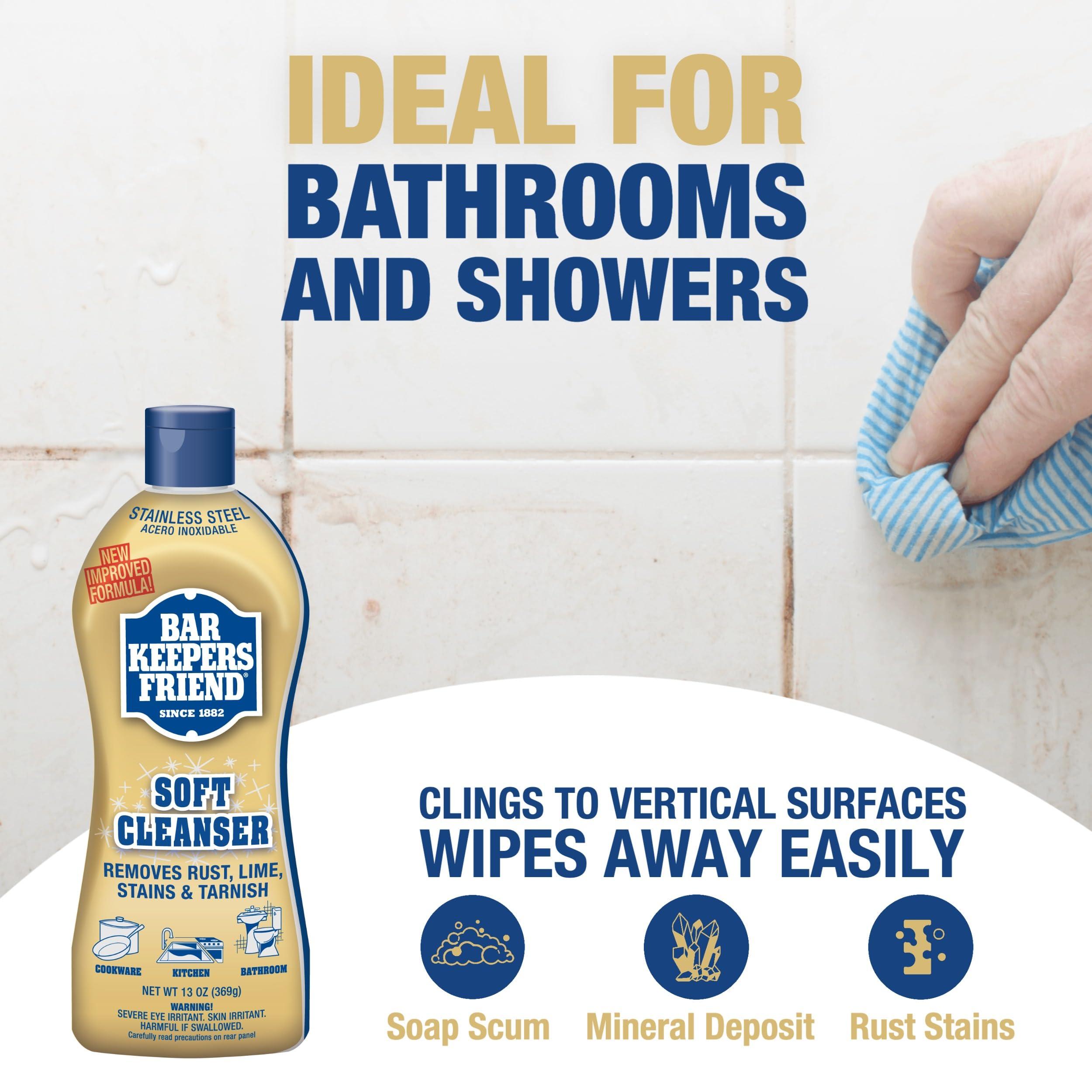 Bar Keepers Friend Bar Keepers Friend Soft Cleanser (13 oz) and MORE Spray + Foam (25.4 oz) Multipurpose Cleaner Bundle, Stain & Rust Remover for Multi Surface Bathroom, Kitchen & Outdoor Cleaning
