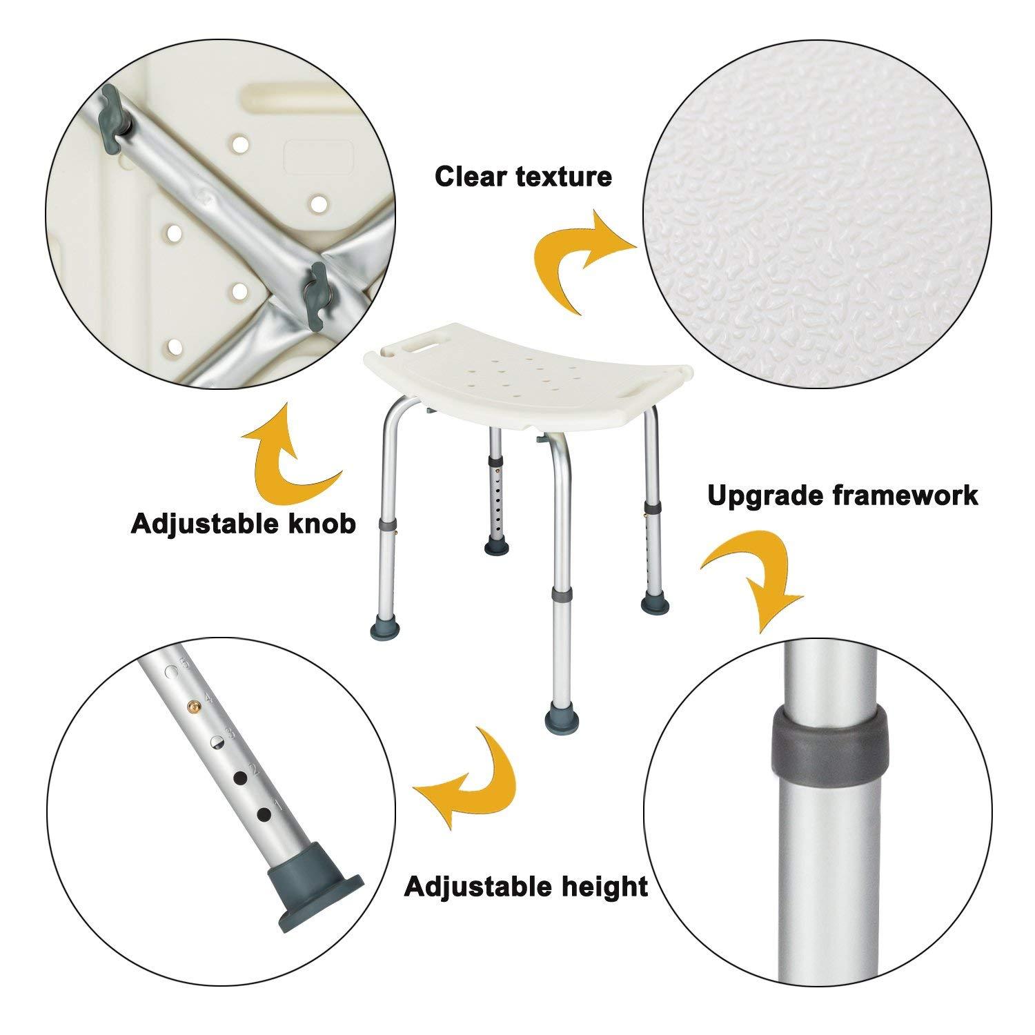 OMECAL OMECAL Upgraded 450 LBS Medical Shower Bath Chair Seat,Stool Transfer Bench Seat, SPA Bathroom Bathtub Chair No-Slip Rectangular