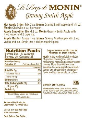 Monin Monin Flavored Syrup, Granny Smith Apple, 33.8-Ounce Plastic Bottles (Pack of 4)