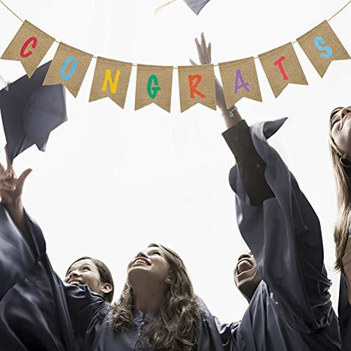 Amosfun Graduation Bunting Banner Congrats Banners Garland Dcorations Congratulations Sign Graduation Party Decor Supplies (Style A)
