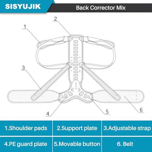 SISYUJIK SISYUJIK Posture Corrector Back Support for Hunched Back, Kyphosis and Vertebral Compression Fracture Men and Women (Large)