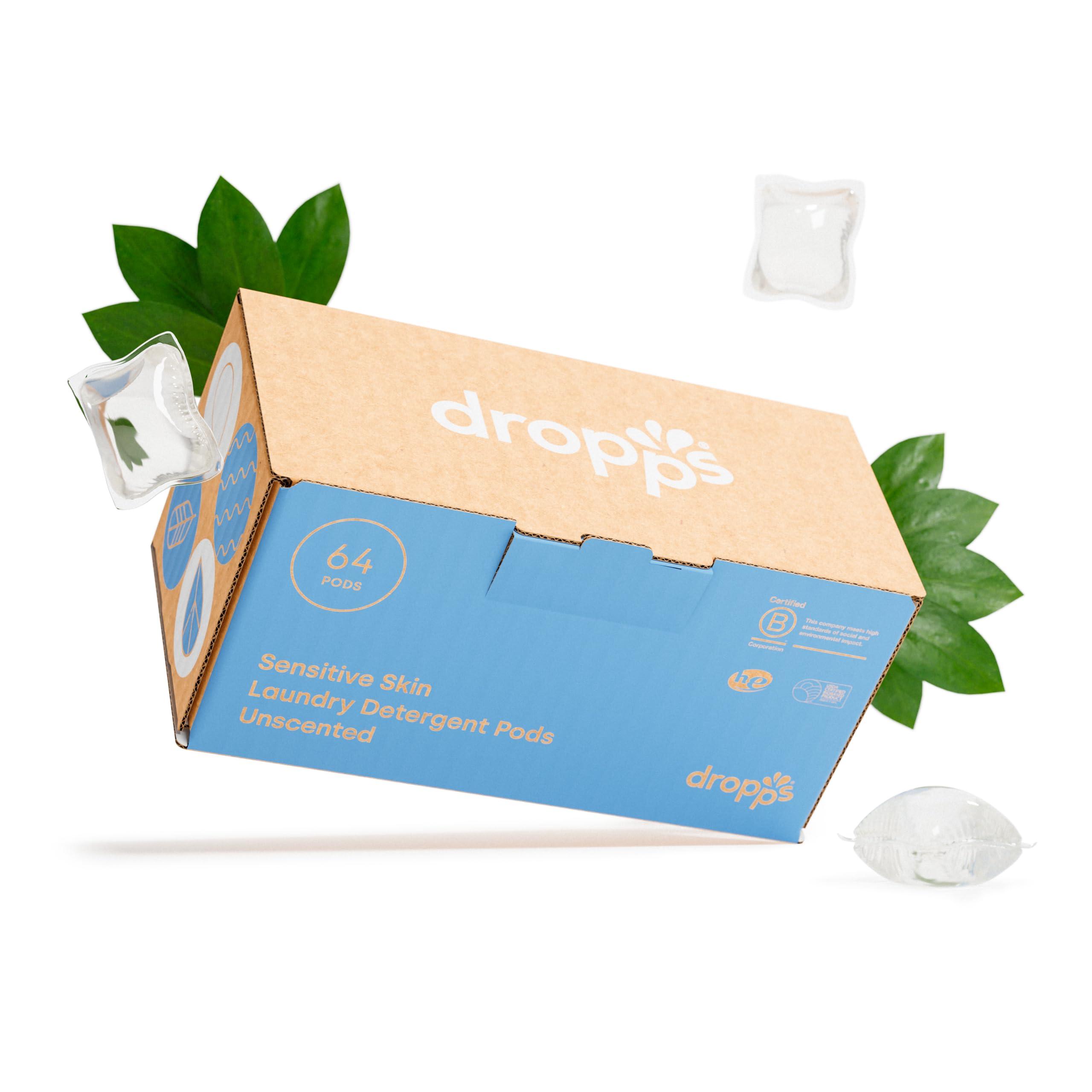 dropps Dropps Sensitive Skin Laundry Detergent Pods, Unscented (64 Tablets) - Dermatologist Tested Laundry Pods - HE Compatible Laundry Supplies for Clean Clothes, Vegan & Dye-Free