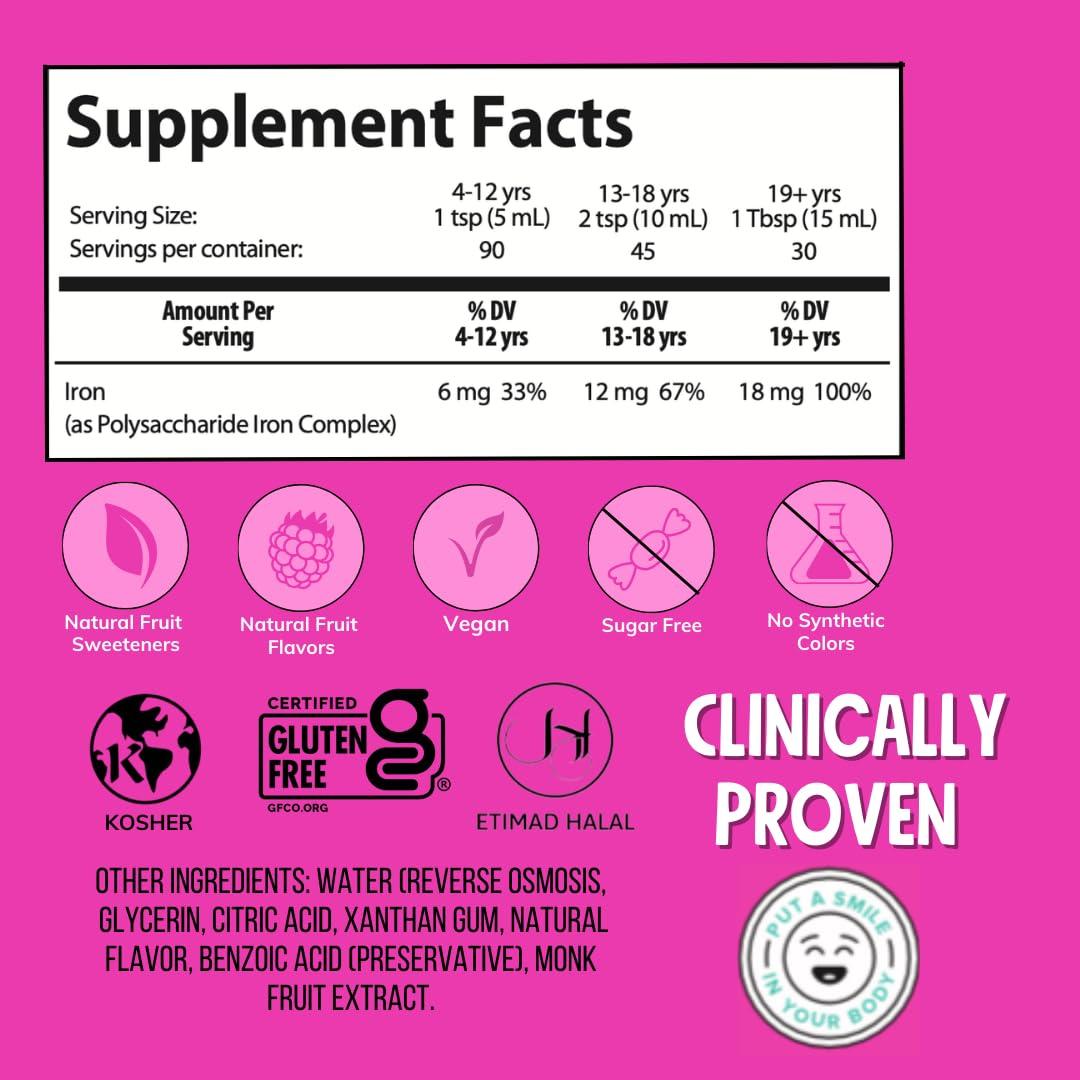 NovaFerrum NovaFerrum Yummy 16 Fl Oz | Liquid Iron Supplement for Ages 4 & Up | 18mg of Iron/Tbsp | Gluten Free | Sugar-Free | Raspberry Grape