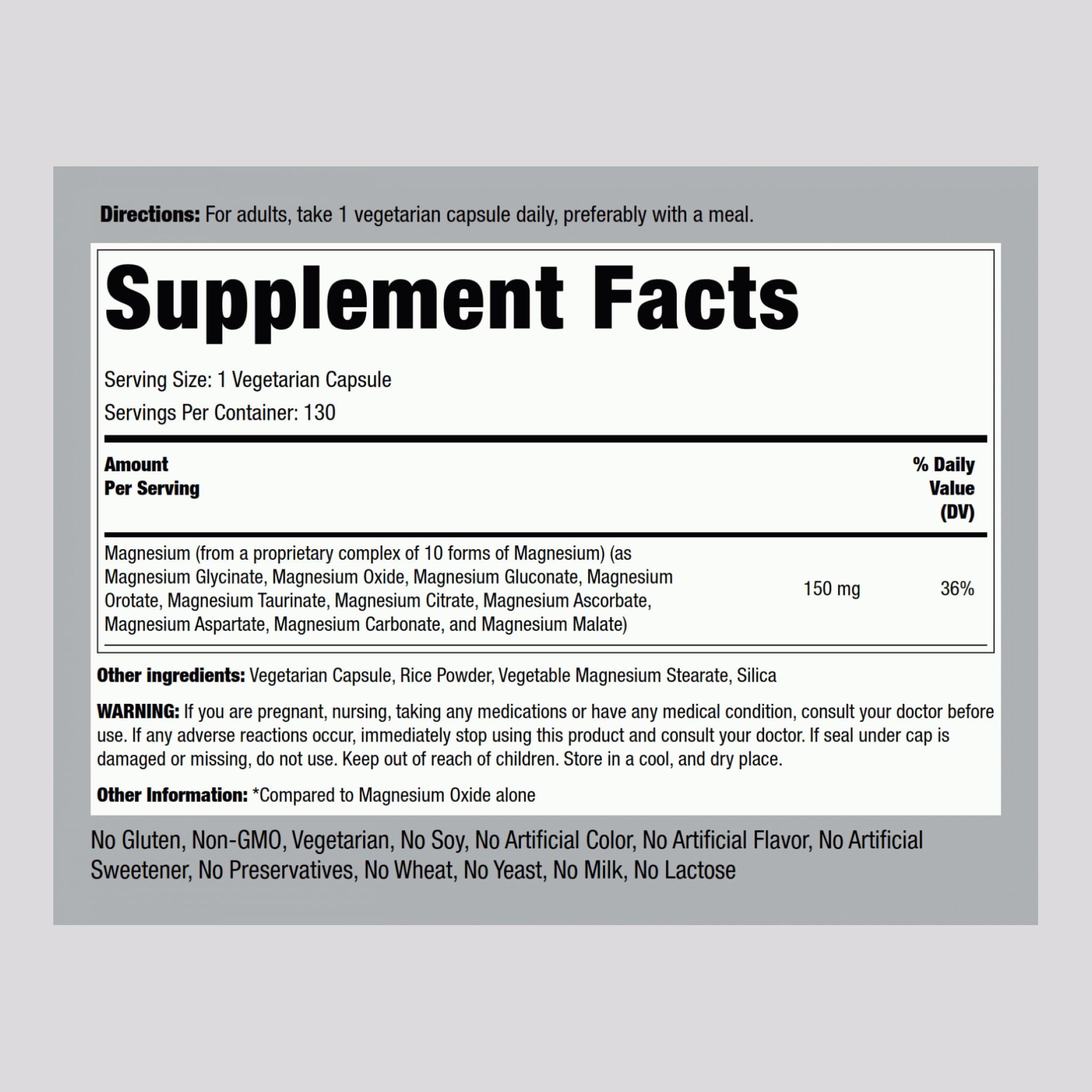 Piping Rock Piping Rock Magnesium 10 in One Complex | 130 Vegetarian Capsules | Non-GMO, Gluten Free Supplement