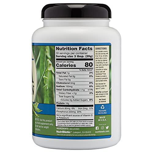 NutriBiotic NutriBiotic Pea Protein Plain, 21 Oz | Low Carb Vegan Plant Protein Powder | 100% Grown & Processed in the USA | Deliciously Creamy & BCAA-Rich | Made without Chemicals, GMOs & Gluten | Keto Friendly